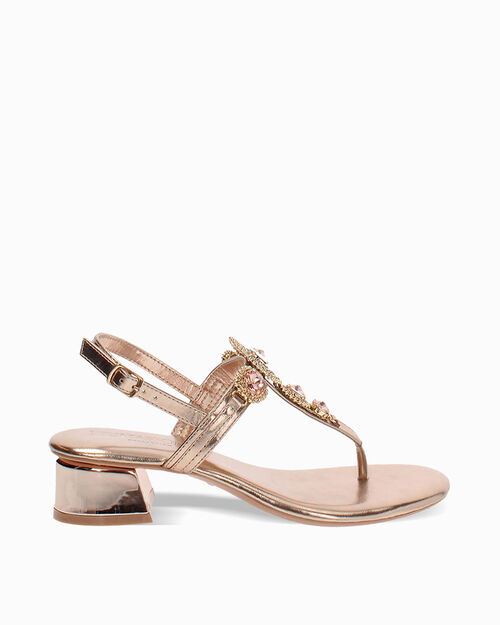 Sandali rosa-oro con tacco 3,6 cm, MULTI COLOR