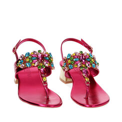 Sandales à talons fuchsia en laminé avec pierres, Primadonna, 234946602LPFUCS035, 002a