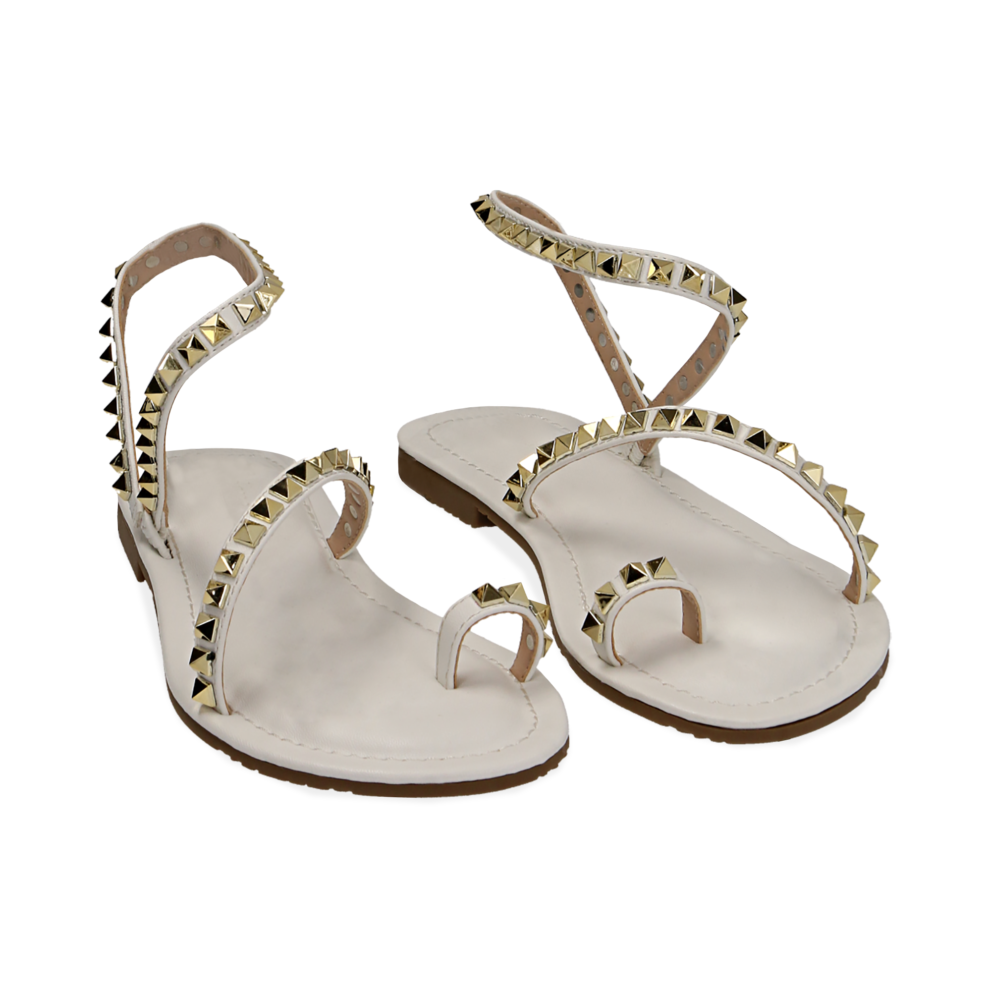 Sandali cognac con borchie COGNAC Donna | Sandali Bassi Primadonna  Collection ~ Lorenzo Guida