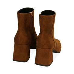 Ankle boots cognac in microfibra, tacco 7 cm , Special Price, 204988212MFCOGN036, 003 preview