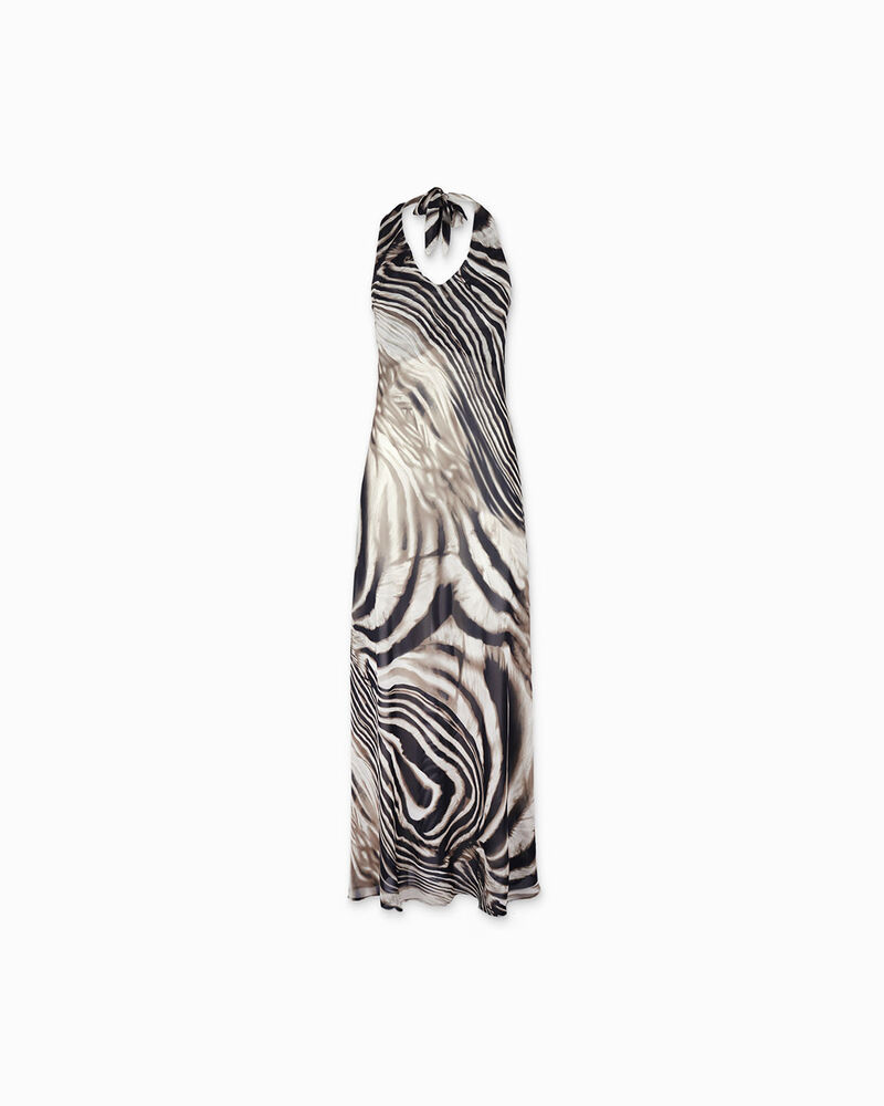 Vestito donna nero beige in tessuto image number null