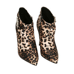 Bottines en satin léopard, talon 10,5 cm , Primadonna, 202186104RSLEOP036, 002a