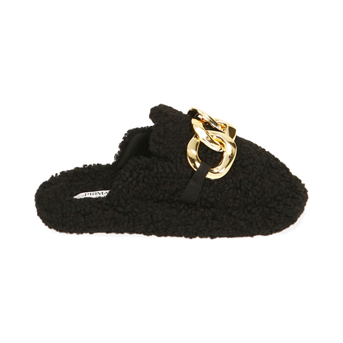 Pantofole nere con maxi-chain, Primadonna, 204702202FUNERO036