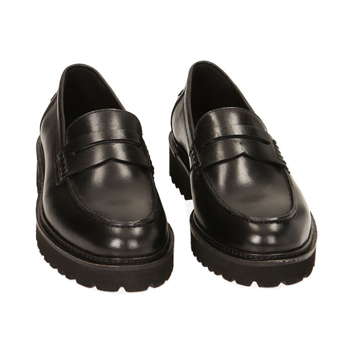 Mocassini donna platform neri in pelle Primadonna Collection