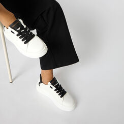 Baskets blanches avec semelle en matériau synthétique, Primadonna, 262826220EPBIAN036, 002a