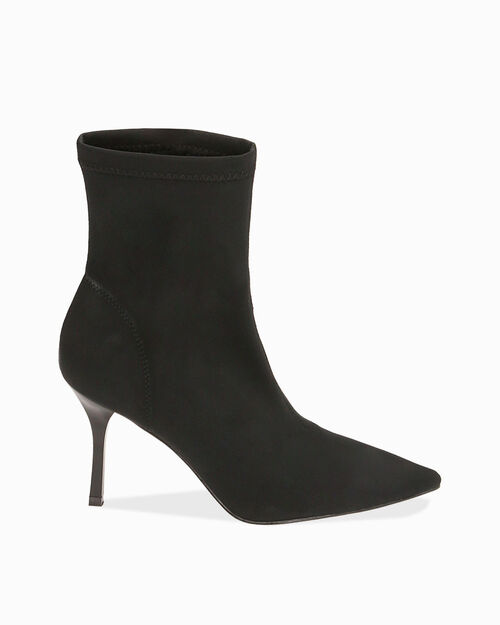 Tronchetti neri in tessuto elasticizzato, tacco 7 cm, BLACK