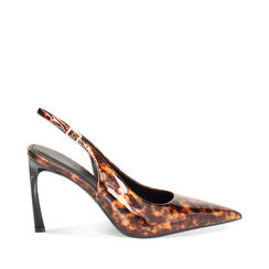 Escarpin à bride arrière léopard avec talon de 9 cm, Primadonna, 262123003VELEOP035, 001a