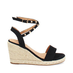 Zeppe donna nere in canvas con braccialetto, Primadonna, 25G402081CANERO035, 001a