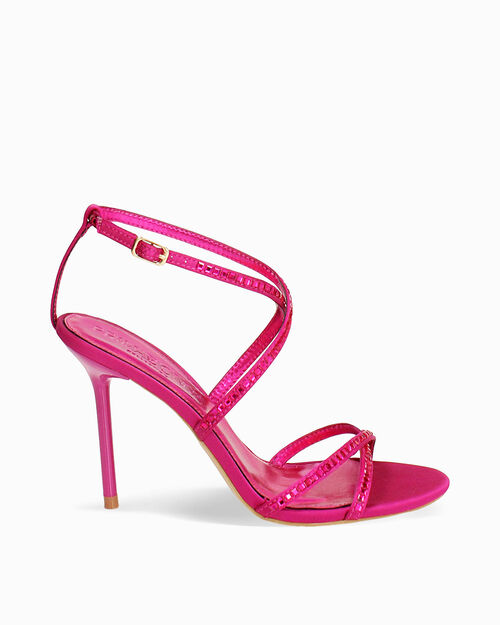 Sandalias fucsia con tac&oacute;n de 9,6 cm, FUCHSIA