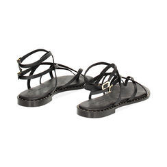 Sandali bassi neri con fascette in pelle, Ultime occasioni, 23S900550PENERO035, 003 preview