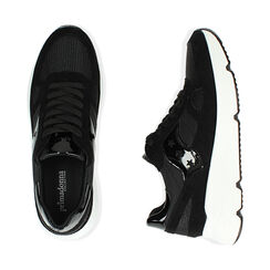Sneakers noires en tissu technique, compensée 4 cm, Soldés, 162801993TSNERO036, 003 preview