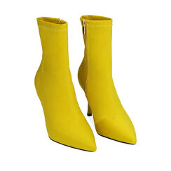 Ankle boots gialli in lycra, tacco 8,5 cm , SPECIAL SALE, 182162809LYGIAL035, 002a