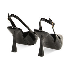 Décolleté slingback nere in vernice, tacco 8 cm, Primadonna, 234912902VENERO035, 003 preview