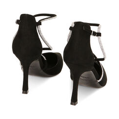 Décolleté gioiello nere in microfibra, tacco 9 cm, Primadonna, 222111370MFNERO040, 003 preview