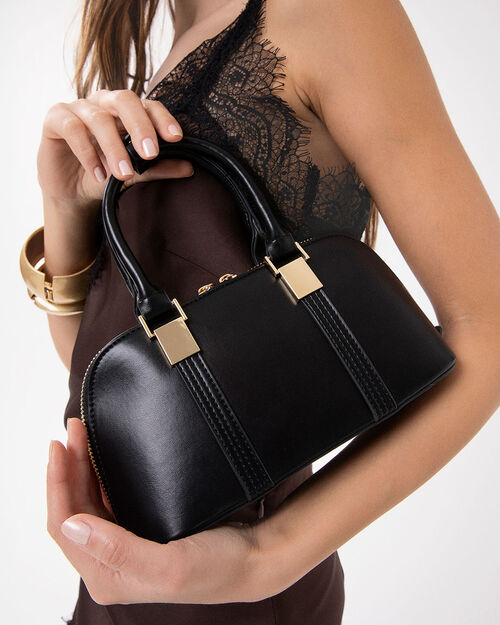 Mini bag nera con tracolla removibile, BLACK