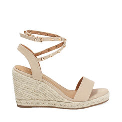 Zeppe donna beige in canvas con braccialetto, Primadonna, 25G402081CABEIG035, 001a