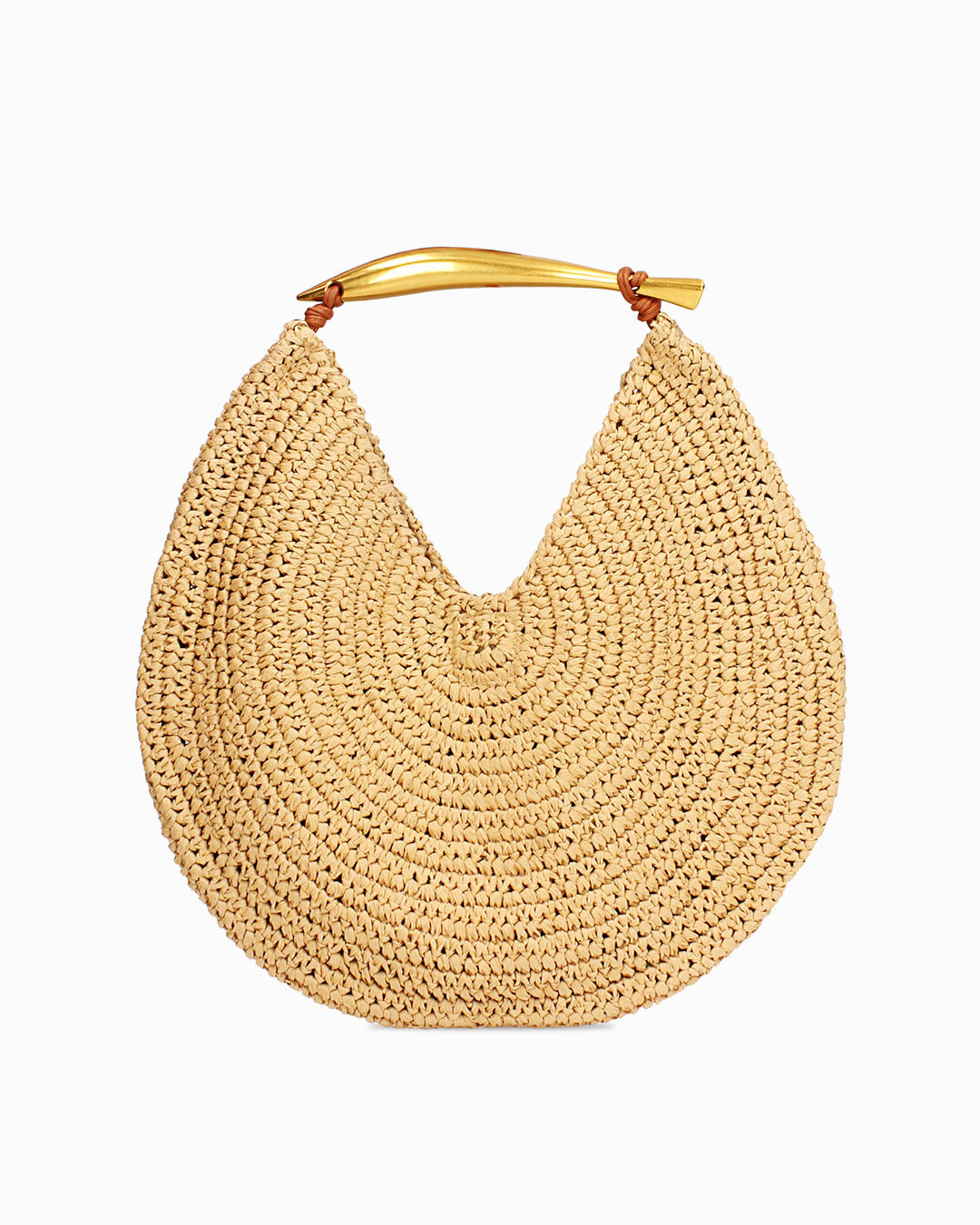 Borsa circolare in rafia beige