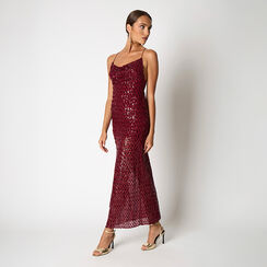 Vestito bordeaux con pailettes da donna, Primadonna, 26C925059PLBORDL, 002a