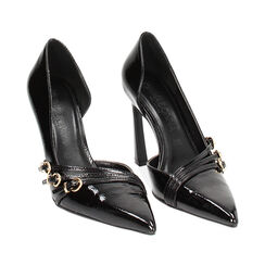 Décolleté open shank nere in naplak, tacco 10,3 cm, Primadonna, 242106108NPNERO037, 002a