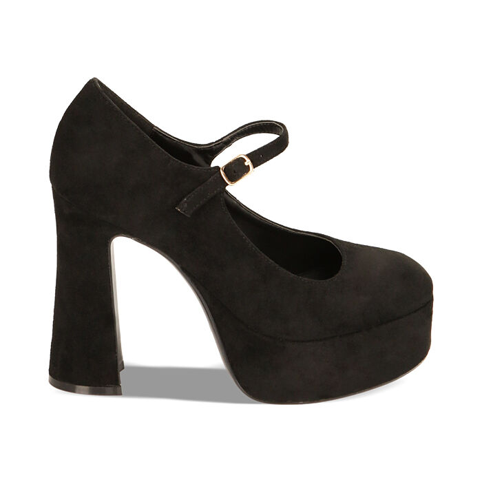 D collet donna platform nere in microfibra tacco 11 5 cm
