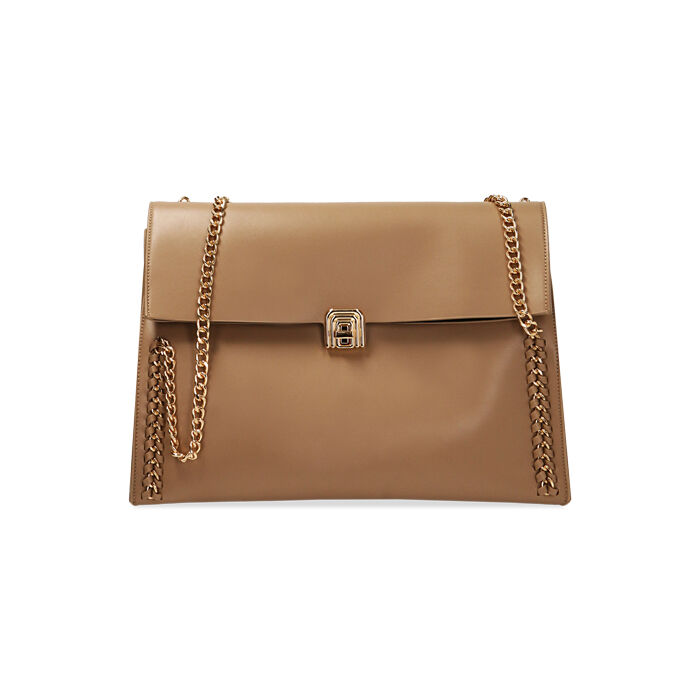 Borsa a spalla beige chain, Primadonna, 225125213EPBEIGUNI
