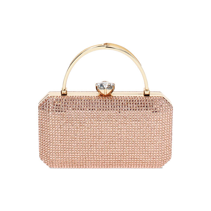 Pochette femme rose doré en laminé avec pierres, Primadonna, 255109981LPRAORUNI