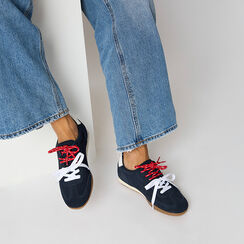 Sneakers blu in camoscio con doppio laccio, Primadonna, 260627802CMBLUE036, 002a