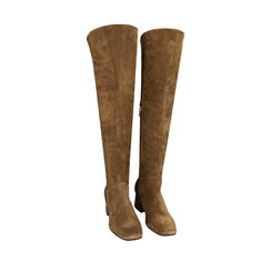 Stivali overknee taupe in camoscio, tacco 6 cm , Primadonna, 20L690006CMTAUP038, 002a