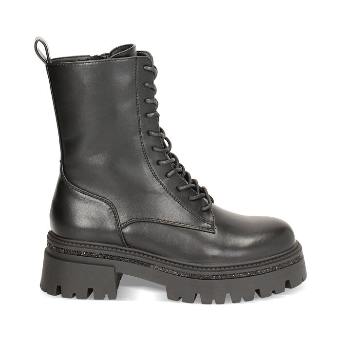 Anfibi neri con tacco in gomma di 6 cm, Primadonna, 260620805EPNERO036