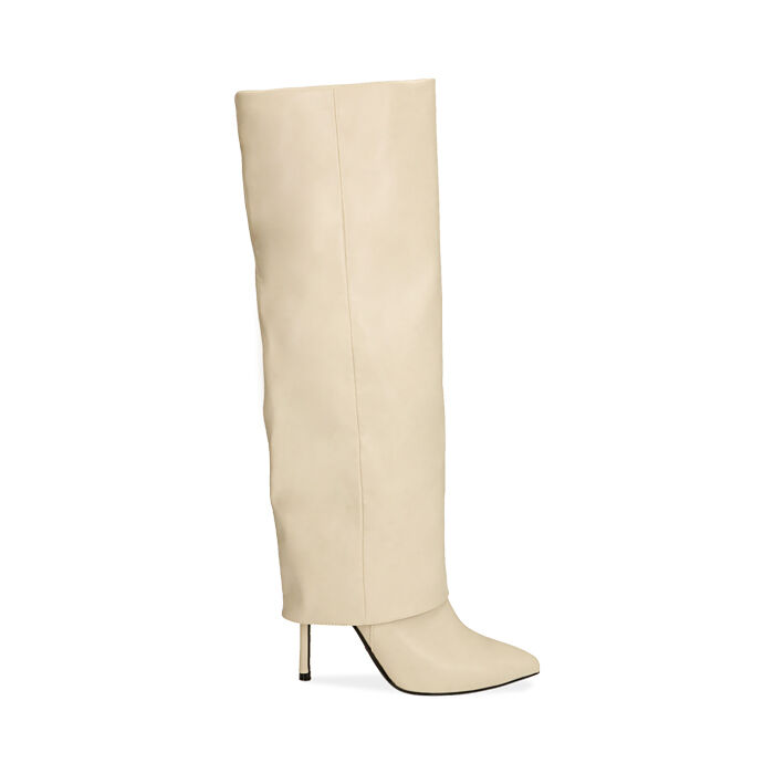 Botas para mujer color crema, tacón 11 cm |Primadonna Collection