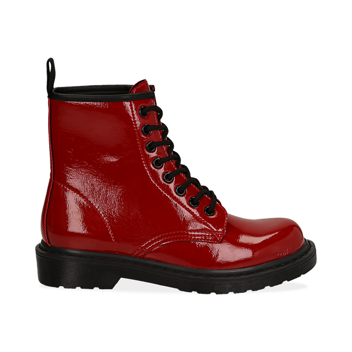 Anfibi rossi in vernice, Stivaletti, 142801501VEROSS036