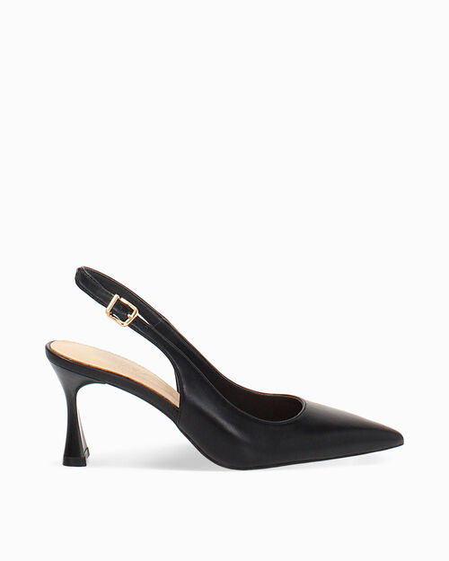Zapato destalonado negro tac&oacute;n 7,5 cm, BLACK