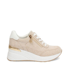 Sneakers beige tacco 6,5 cm, Primadonna, 272812108TSBEIG035, 001a