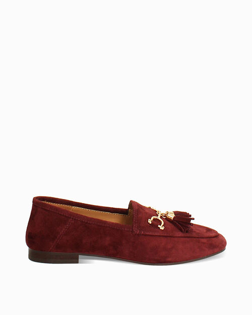 WOMEN SHOES MOCASSINS SUEDE BORD, BURGUNDY