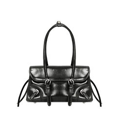 Borsa a mano nera con finiture lucide, Primadonna, 265100318EUNEROUNI, 001a