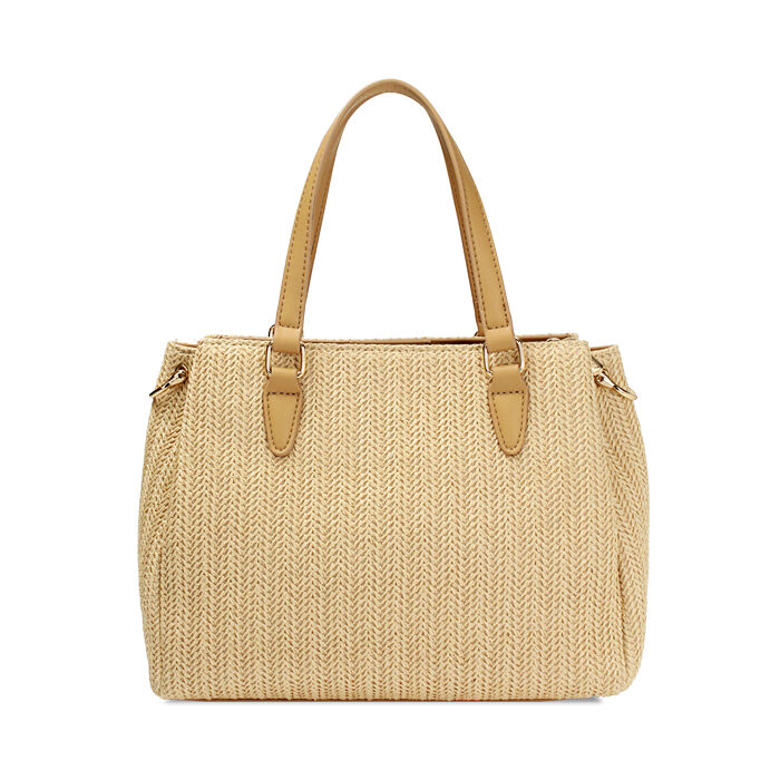 Sac à main femme beige en raphia
