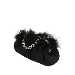 Borsa a tracolla nera con piume, Primadonna, 205124500LYNEROUNI, 002a