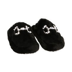 Pantofole nere fluffy con cristalli, Primadonna, 224702312FUNERO035, 002 preview