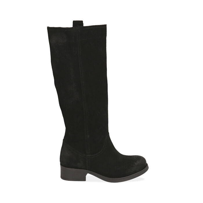Stivali neri in camoscio, tacco 4 cm | Primadonna Collection