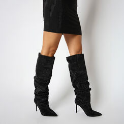 Cuissardes en microfibre noire avec talon de 10,2 cm, Primadonna, 262130622MPNENE035, 002a