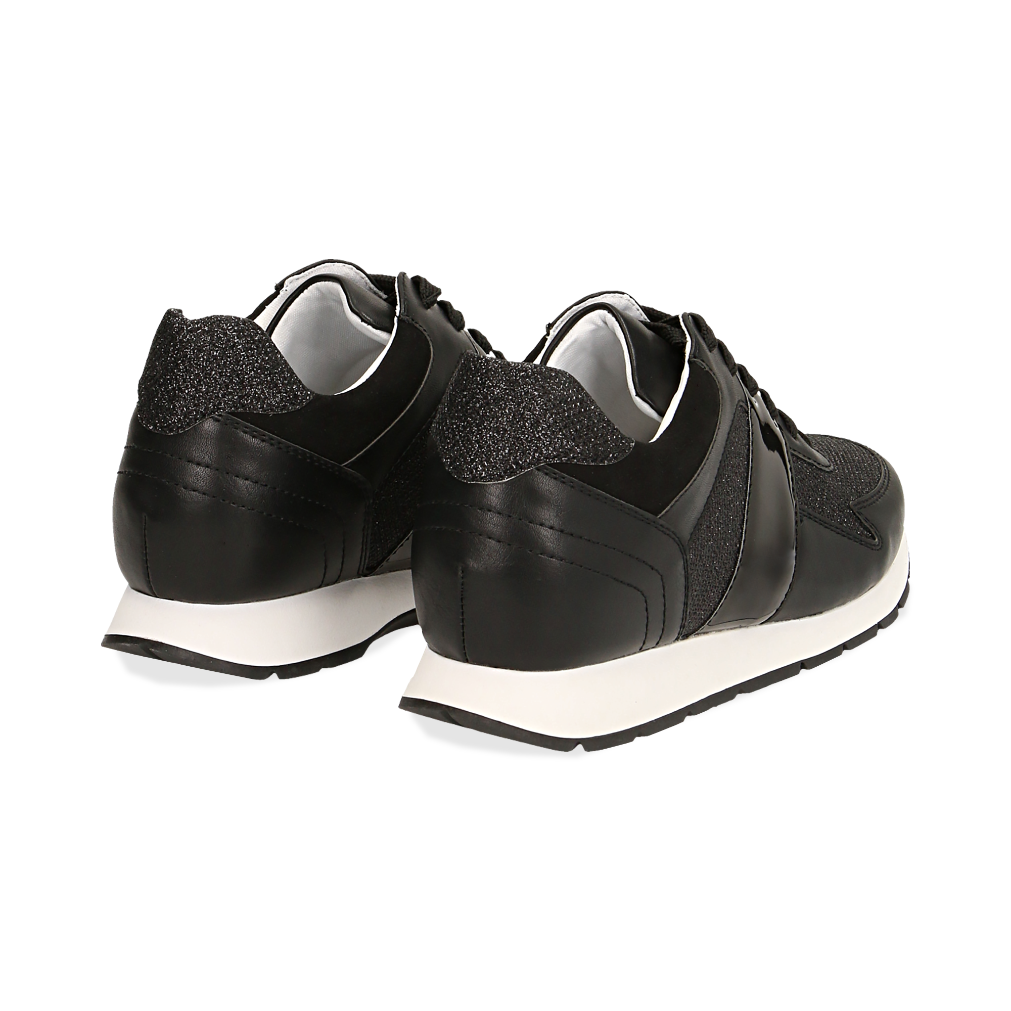 Sneakers da donna glitter nere con dettaglio mirror | Primadonna Collection