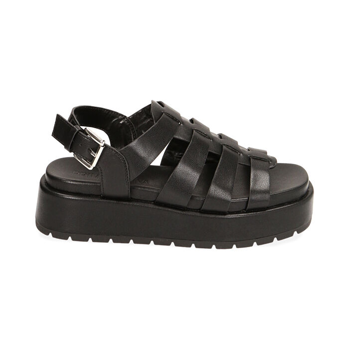 Sandali donna platform neri zeppa 4 cm Primadonna Collection
