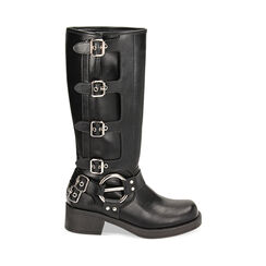 Bottes noires en cuir compensées, Primadonna, 239356103EPNERO035, 001a