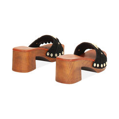 Zoccoli da donna con morsetto neri, in camoscio, Primadonna, 254990301CMNERO035, 003 preview