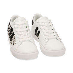 Sneakers bianco con borchie, Primadonna, 222623012EPBIAN035, 002 preview