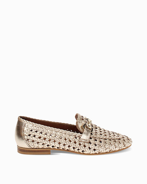 Mocassino rosa-oro in pelle intrecciata, MULTI COLOR