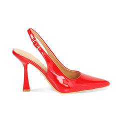 Décolleté slingback donna rosse in vernice, tacco 7,5 cm, Primadonna, 254912902VEROSS035, 001 preview