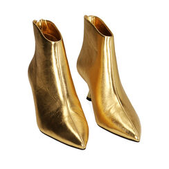 Botines de oro laminado, tacón de 5,5 cm., Primadonna, 204954401LMOROG038, 002a