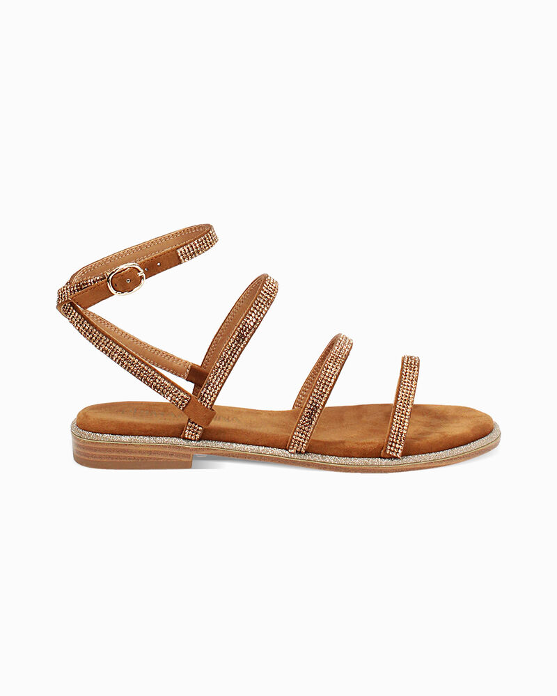 Sandali bassi donna cognac in microfibra image number null