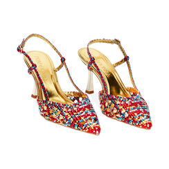 Décolleté slingback donna multicolor intrecciate, tacco 7,5 cm, Primadonna, 252136310LIMURO036, 003 preview